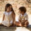 Picture of Deolinda Girls Sunny Wide Stripe Dress - White Yellow 