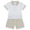 Picture of Deolinda Boys Espresso Short Sleeve Polo Top & Stripe Shorts Set - White Beige