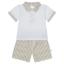 Picture of Deolinda Boys Espresso Short Sleeve Polo Top & Stripe Shorts Set - White Beige