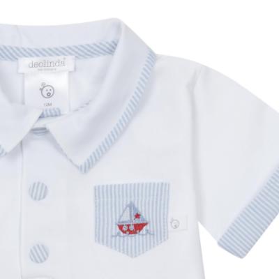 Picture of Deolinda Boys Victory Short Sleeve Polo Top & Stripe Shorts Set - White Blue
