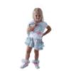 Picture of Daga Girls Magic Bow Applique Top & Ruffle Skorts Set X 2 - White Aqua Blue