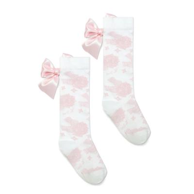 Picture of A Dee Heavenly Hydrangea Courtney Print Knee High Socks - Bright White Pink 