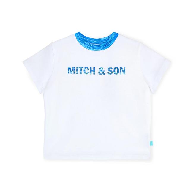 Picture of Mitch & Son JNR Harold Space Dye Logo T-shirt - Bright White