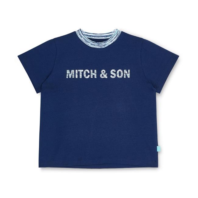 Picture of Mitch & Son JNR Harold Space Dye Logo T-shirt - Blue Navy