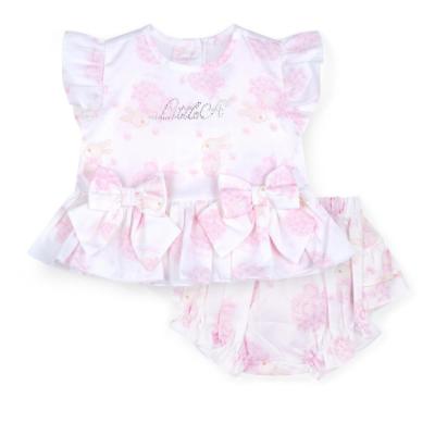 Picture of Little A Bunnies & Bows Ayleigh Bunny Print Poplin Jam Pant Set - Bright White