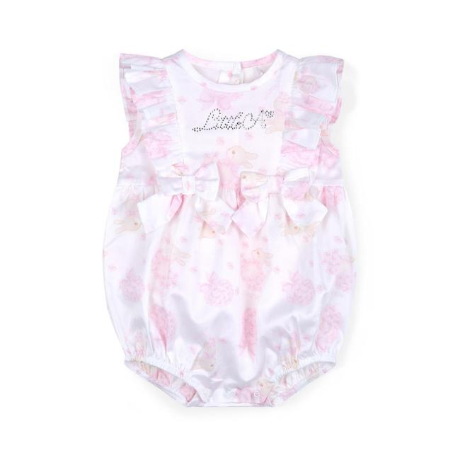 Picture of Little A Bunnies & Bows Amira Bunny Print Romper - Bright White