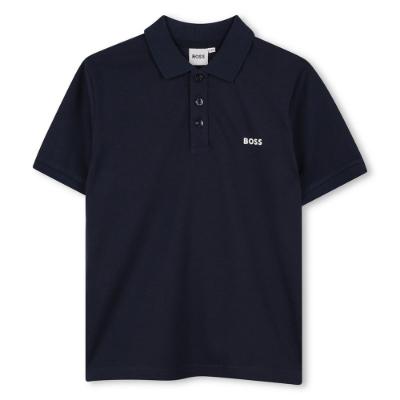 Picture of BOSS Boys Back Logo Polo Shirt - Navy Blue