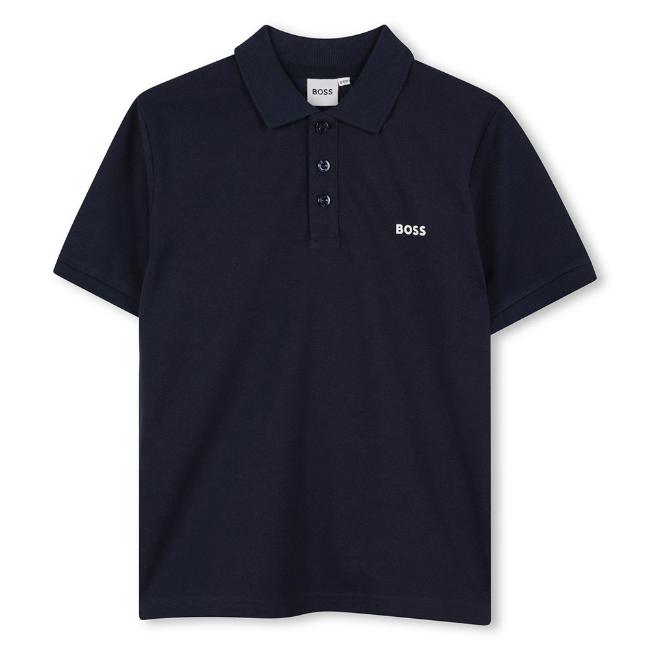 Picture of BOSS Boys Back Logo Polo Shirt - Navy Blue