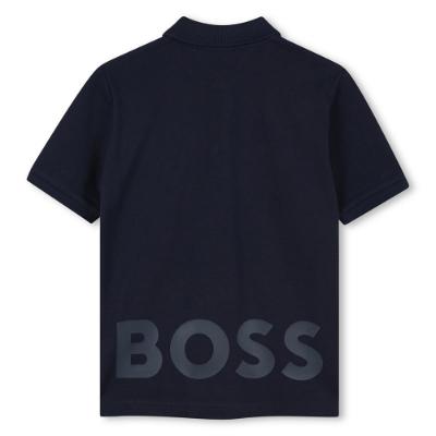 Picture of BOSS Boys Back Logo Polo Shirt - Navy Blue