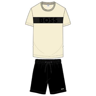Picture of BOSS Boys Logo Top & Shorts Set - Black Cream