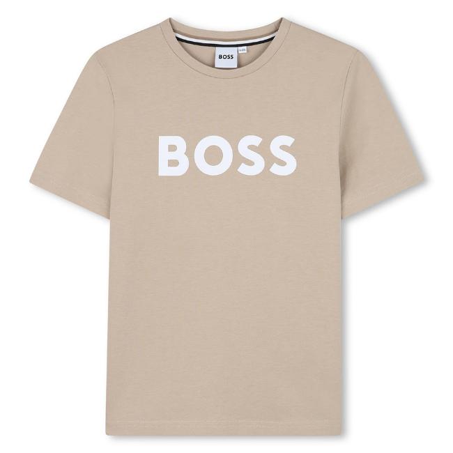 Picture of BOSS Boys Logo T-shirt - Sand Beige