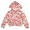 Picture of Daga Girls Fluffy Cherries AOP Print Hooded Bomber Jacket - White Red