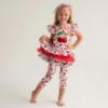 Picture of Daga Girls Fluffy Cherries Ruffle Tunic & Leggings Set X 2 - White Red