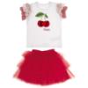 Picture of Daga Girls Fluffy Cherries Applique Top & Tulle Skirt Set X 2 - White Red