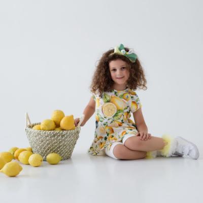 Picture of Daga Girls Sunny Lemons Hi Lo Print Tunic & Leggings Set X 2 - Ivory Yellow