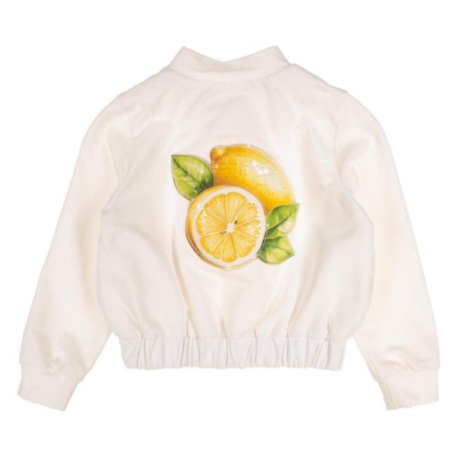 Picture of Daga Girls Sunny Lemons Sequin Applique Bomber Jacket - Ivory Yellow