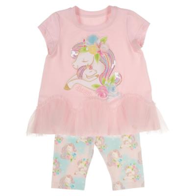 Picture of Daga Girls Unicorns Tunic & Print Legging Set X 2 - Pink Blue