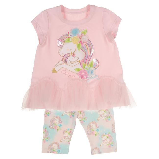Picture of Daga Girls Unicorns Tunic & Print Legging Set X 2 - Pink Blue