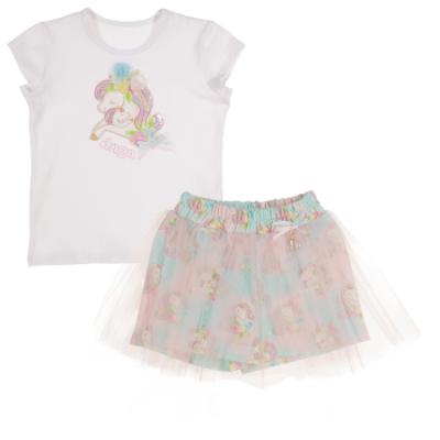 Picture of Daga Girls Unicorns Top & Tulle Skort Set X 2 - White Pink Blue