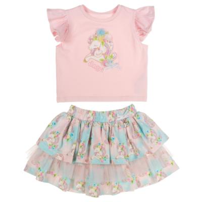 Picture of Daga Girls Unicorns Top & Print Tulle Skirt Set X 2 - Pink Blue 