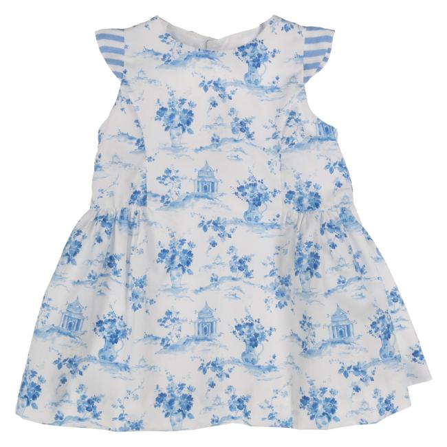 Picture of Miranda Baby Girls Floral Ruffle Dress - White Blue