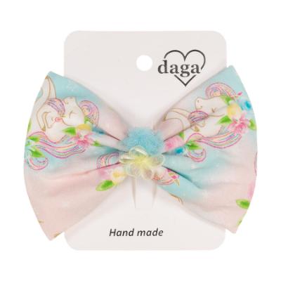 Picture of Daga Girls Unicorns Large Bow Hair Clip - Pink Blue 