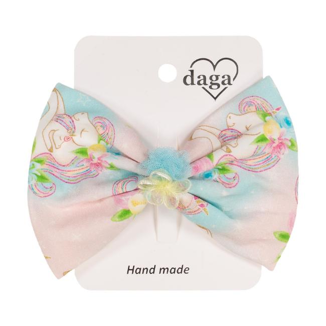 Picture of Daga Girls Unicorns Large Bow Hair Clip - Pink Blue 