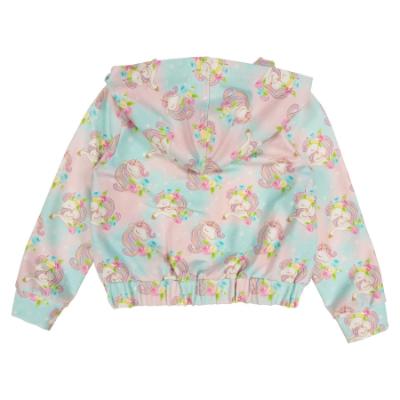 Picture of Daga Girls Unicorns AOP Print Hooded Bomber Jacket - Pink Blue