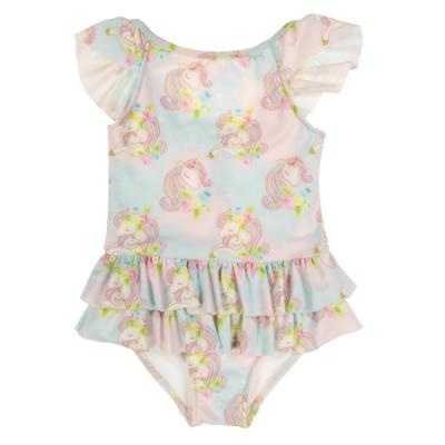 Picture of Daga Girls Unicorns  AOP Print Lycra Swimsuit  - Blue Pink