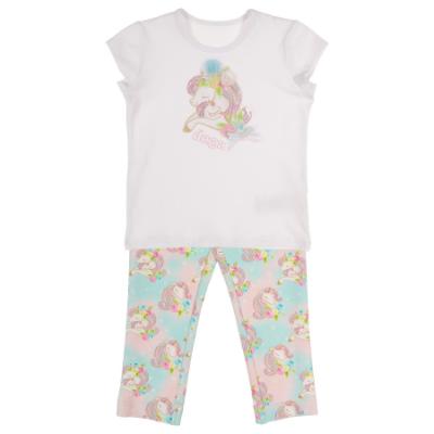 Picture of Daga Girls Unicorns Top & Trousers Set X 2 - White Pink Blue 