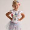 Picture of Daga Girls Flowers Applique Top & Tulle Skort Set X 2 - White Pink Blue 