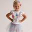 Picture of Daga Girls Flowers Applique Top & Tulle Skort Set X 2 - White Pink Blue 