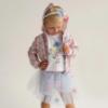 Picture of Daga Girls Flowers Applique Top & Tulle Skort Set X 2 - White Pink Blue 