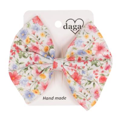 Picture of Daga Girls Flowers Large Bow Hair Clip - White Pink Blue