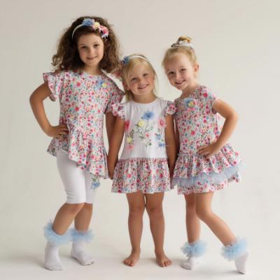 Picture of Daga Girls Flowers Large Bow Headband - White Pink Blue 