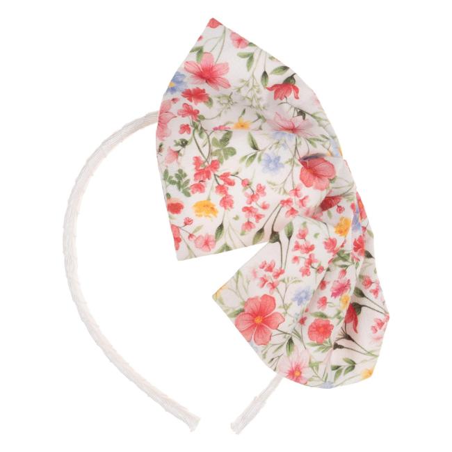 Picture of Daga Girls Flowers Large Bow Headband - White Pink Blue 