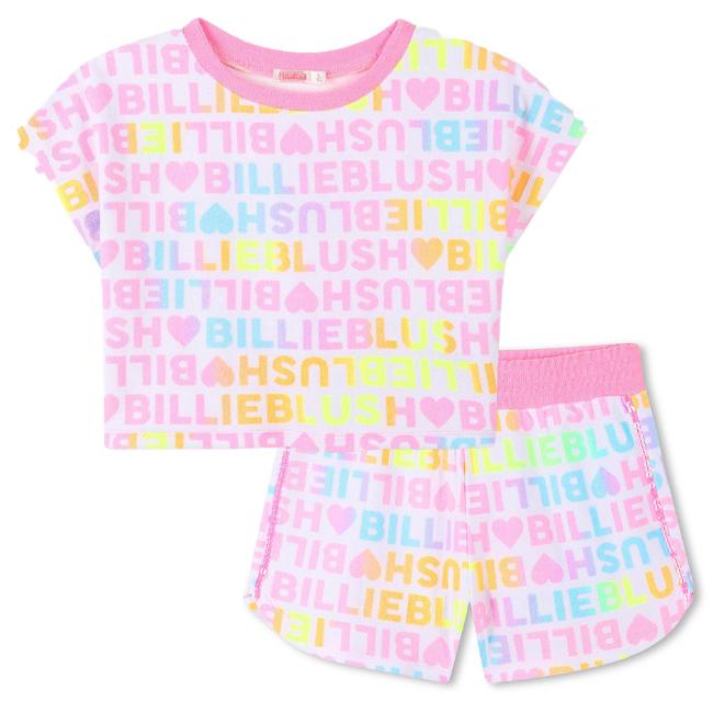 Picture of Billieblush Girls Logo Towelling Shorts Set - Pink