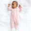 Picture of Blues Baby Girls Front Opening Lace Trim Jersey Babygrow - Pink