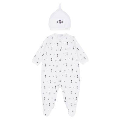 Picture of Blues Baby Boys AOP Guardsman Jersey Babygrow & Hat Set X 2 - White Navy