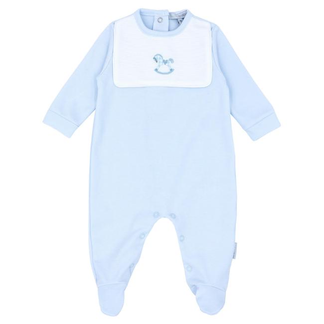 Picture of Blues Baby Boys Rockinghorse Bib Jersey Babygrow  - Blue White 