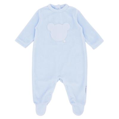 Picture of Blues Baby Boys Velour Teddy Bear Sleeper - Pale Blue