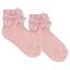 Picture of Meia Pata Extra Large Satin Double Bow Ankle Socks - Baby Pink