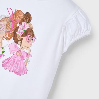 Picture of Mayoral Girls Summer Doll Cotton Jersey T-shirt -  Orchid pink