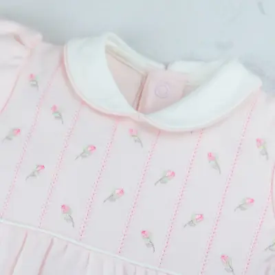 Picture of Emile Et Rose Girls Jilly Floral Embroidered Babygrow - Pink
