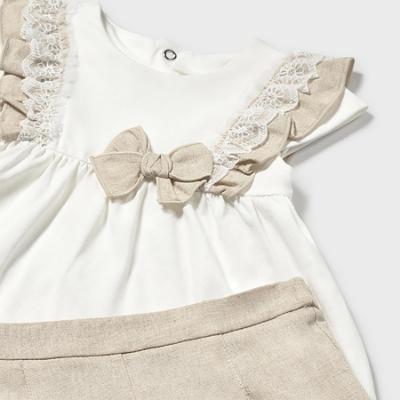 Picture of Mayoral Toddler Girls Summer Lace Ruffle Top & Shorts Set  X 2 - Ivory Beige
