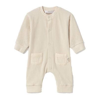 Picture of Mayoral Newborn Boys Jersey Ribbed Teddy Bottom Babygrow - Cream