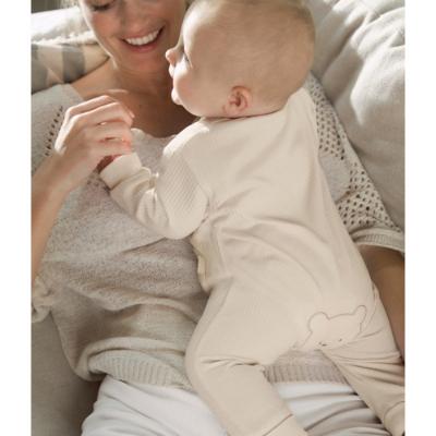 Picture of Mayoral Newborn Boys Jersey Ribbed Teddy Bottom Babygrow - Cream