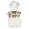 Picture of Mayoral Newborn Boys Teddy Dungaree & Hat Set - White Beige