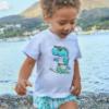 Picture of Mayoral Toddler Boys Summer T-shirt & Dinosaur Swim Shorts Set  X 2 - White Green