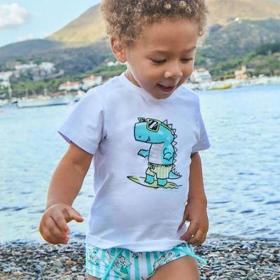 Picture of Mayoral Toddler Boys Summer T-shirt & Dinosaur Swim Shorts Set  X 2 - White Green